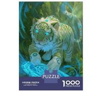 Puzzle Da 1000 Pezzi Per Adulti Mystical White Tiger with Magic Circle Puzzle Per Adulti Gioco Rompicapo Antistress Regalo Di Compleanno E Unico 38x26cm/1000pcs