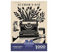 Puzzle Da 1000 Pezzi Per Adulti National Authors Day Typewriter And Flowers Puzzle Per Adulti Gioco Per Famiglie Decorazione Per La Casa Regali Di Compleanno E Unici 70x50cm/1000pcs