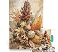 Puzzle da 1000 pezzi per adulti, natura morta autunnale con pigne, gioco pratico, decorazione per la casa, collezione d'artista, belle arti 38x26cm