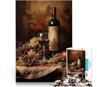 Puzzle da 1000 pezzi per adulti Natura morta con vino e uva Giocattoli per l'intrattenimento in famiglia Migliorare l'amore tra le coppie 52x38cm