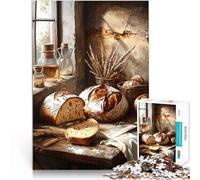 Puzzle da 1000 pezzi per adulti Natura morta di pane rustico Riduzione dello stress interessante è ideale come regalo per tutta la famiglia 75x50cm