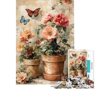 Puzzle da 1000 pezzi per adulti natura morta floreale con farfalle gioco per famiglie assemblaggio impegnativo (dimensioni 50x75cm)