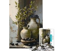 Puzzle da 1000 pezzi per adulti natura morta rustica con ulivi gioco educativo gioco intellettuale regalo di compleanno sfida difficile (dimensioni 38x52cm)