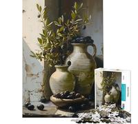 Puzzle da 1000 pezzi per adulti natura morta rustica con ulivi sfida per l'intelligenza giocattolo avvincente giochi per famiglie decorazione da parete regalo divertente (dimensioni 75x50cm)