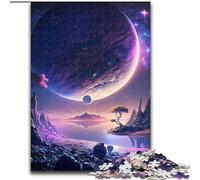Puzzle da 1000 pezzi per adulti, natura viola galattica, in legno, relax e sfida, decorazione colorata per la casa, amici, 1000 pezzi(50x75cm)