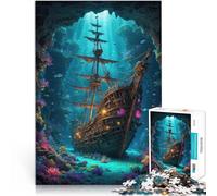Puzzle da 1000 pezzi per adulti Nave pirata affondata per il giocattolo di sfida del gioco educativo Giocattoli per la decorazione della casa 38x26cm