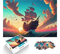 Puzzle da 1000 pezzi per adulti nave pirata Aiuta il cervello ad allenare i giocattoli che creano dipendenza per coltivare la pazienza Idee regalo 70x100cm