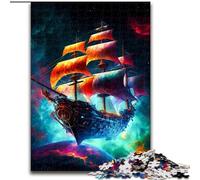 Puzzle da 1000 pezzi per adulti, nave pirata colorata in legno, perfetto come decorazione fai da te o regalo di compleanno, 50x75cm, rompicapo stimolante, giocattolo rilassante per adolescenti