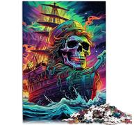 Puzzle da 1000 pezzi, per adulti, nave pirata con teschio, giochi divertenti per tutta la famiglia, gioco di famiglia per alleviare lo stress, sfida difficile per bambini dai 14 anni in su, 26 x 38 cm