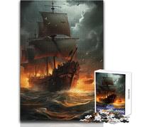 Puzzle da 1000 pezzi per adulti Nave pirata Goditi un dolce relax e svago Vestibilità stabile Taglio preciso Dimensioni del giocattolo: 38x26cm