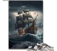 Puzzle da 1000 pezzi per adulti Nave pirata in legno, Capodanno, regalo di festa 50x75cm per gioco interattivo per famiglie