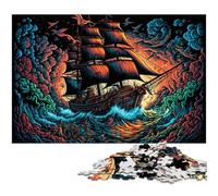 Puzzle da 1000 pezzi per adulti, nave pirata, puzzle in legno, ideale come decorazione fai da te e come regalo rompicapo, 50x75CM/19,68x29,52 pollici.