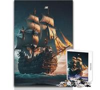 Puzzle da 1000 pezzi per adulti, nave pirata, rilassante, dolce, per il tempo libero, taglio fine e liscio, giocattolo artigianale, dimensioni 38x52cm