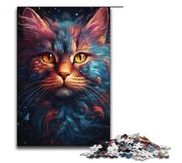 Puzzle da 1000 pezzi per adulti Nebula Cat's Colorful Psychedelic Puzzle Game pratico 1000 pezzi (38x26 cm)