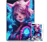 Puzzle da 1000 pezzi per adulti Neon Anime Cat Women Regali per donne Giochi divertenti per 14+ Puzzle Game offerto (dimensioni 38x26cm)