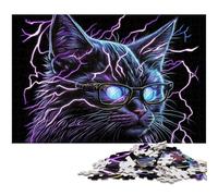 Puzzle da 1000 pezzi per adulti Neon Cat. Puzzle per adulti ideali per gli innamorati, Capodanno e San Valentino, 50x75CM/19,68x29,52 pollici.