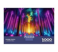 Puzzle Da 1000 Pezzi Per Adulti Neon Forest Glowing Trees Puzzle Per Adulti Giochi Per Famiglie Ma Divertenti E Spiritosi Regalo Di Compleanno, Regali, 70x50cm/1000pcs