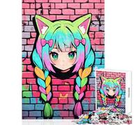 Puzzle da 1000 pezzi per adulti Neon Nekomimi Graffiti Decorazione per la casa Giocattoli Ottimi regali e giocattoli Giochi rilassanti Sfida da completare Dimensioni 38x52cm