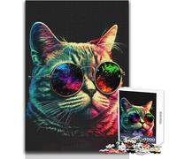 Puzzle da 1000 pezzi per adulti Neon NERD Cat Cozy And Calming Leisure Fun Seamless Fit High Precision Toy Dimensioni 50x75cm