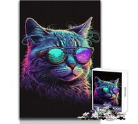 Puzzle da 1000 pezzi per adulti Neon NERD Cat Cozy And Calming Leisure Fun Seamless Fit High Precision Toy Dimensioni 38x52cm