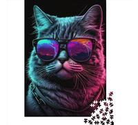 Puzzle da 1000 pezzi per adulti Neon Nights Cat Puzzles 1000 pezzi Puzzle da tavola in legno - Puzzle rilassanti - Puzzle rompicapo 1000 pezzi (75x50 cm)
