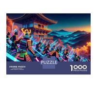 Puzzle Da 1000 Pezzi Per Adulti Neon Samurai Battle Scene Puzzle Per Adulti Gioco Pratico Vacanza A Casa Passatempo Riduzione Dello Stress Regali 70x50cm/1000pcs
