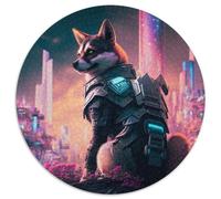 Puzzle da 1000 pezzi per adulti Neon Warrior, puzzle rotondo in cartone dal design intricato per adolescenti, decorazioni fai da te e divertimento che stimola la mente, 67,5x67,5 cm