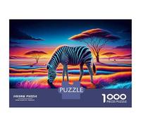 Puzzle Da 1000 Pezzi Per Adulti Neon Zebra in African Landscape Puzzle Per Adulti Giochi Rilassanti Vacanza A Casa Passatempo Attività Divertenti A Casa 70x50cm/1000pcs