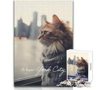 Puzzle da 1000 pezzi per adulti New York City Gatto Moda Giocattoli Giochi educativi Migliora la memoria Opera d'arte Regalo Dimensioni 50x75cm