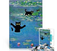 Puzzle da 1000 pezzi per adulti Ninfee di Monet Cat Antistress Vacanza in patria Uccidere il tempo perché è ideale come regalo per tutta la famiglia 38x26cm