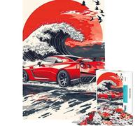 Puzzle da 1000 pezzi per adulti Nissan GT-R Wave Art Puzzle per adulti Gioco pratico Sfida difficile per compleanno Natale (Dimensioni 38x26cm)