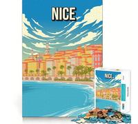 Puzzle da 1000 pezzi per adulti Nizza Francia Costa Azzurra Poster di viaggio vintage Promenade des Anglais Arte finemente intagliata Gioco di abilità mentale Gioco di tranquillità Esposizione