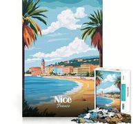 Puzzle da 1000 pezzi per adulti,Nizza,Francia,poster di viaggio,giunture lisce,divertimento,gioco di abilità mentale,gioco casual,divertimento di compleanno (38x26cm)