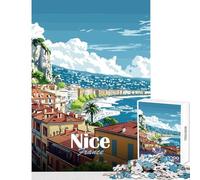 Puzzle da 1000 pezzi per adulti Nizza paesaggio urbano in Francia decorazione da parete ottimo regalo e giocattolo giochi rilassanti con pezzi completamente interconnessi di forma casuale 38x26cm
