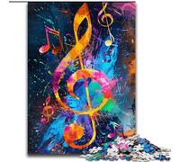 Puzzle da 1000 pezzi per adulti, note musicali colorate in legno, per adolescenti dai 14 anni in su, decorazioni per la casa 50x75cm per compleanni, feste e occasioni speciali