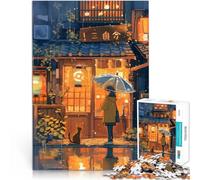 Puzzle da 1000 pezzi per adulti Notte di pioggia in Giappone - 1Toni caldi giapponesi Giochi educativi Migliorare l'amore tra le coppie 75x50cm