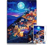 Puzzle da 1000 pezzi per adulti Notte greca Santorini Arte Gioco di sfida unico Analisi e logica Regalo divertente Dimensioni 50x75cm