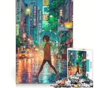 Puzzle da 1000 pezzi per adulti "Notte piovosa a Tokyo" gioco rilassante taglio di precisione adatto come decorazione da scrivania 38x52cm