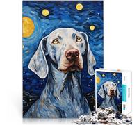 Puzzle da 1000 pezzi per adulti Notte stellata del Weimaraner Allena il tuo cervello e le tue mani offerte come regali per tutta la famiglia 75x50cm