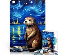 Puzzle da 1000 pezzi per adulti Notte stellata della lontra Gioco intellettuale giocattolo Decorazione murale Regali unici per compleanno e Natale 38x26cm