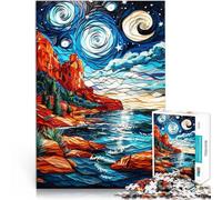 Puzzle da 1000 pezzi per adulti Notte stellata di Red Rocks Giocattoli di gioco impegnativi con poster abbinato e foglio di quiz 52x38cm