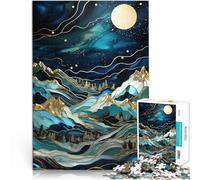 Puzzle da 1000 pezzi per adulti Notte stellata, picchi illuminati dalla luna Giocattoli antistress Migliorare l'amore tra le coppie 75x50cm