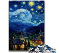Puzzle da 1000 pezzi per adulti Notte stellata Van Gogh Adatto dai 14 anni in su Gioco intellettuale Gioco educativo per compleanni e Natale 50x75cm