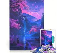 Puzzle da 1000 pezzi per adulti "Notti al neon serene" gioco interattivo corsa a tempo con pezzi di forma casuale completamente ad incastro 50x75cm