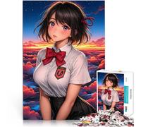 Puzzle da 1000 pezzi per adulti Nuvole al tramonto della ragazza anime Giochi divertenti Ogni pezzo è unico - Gioco divertente e stimolante per tutta la famiglia 38x26cm