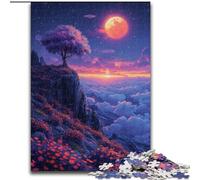 Puzzle da 1000 pezzi per adulti "Nuvole e fiori in montagna" in legno, perfetto come decorazione fai da te o regalo di compleanno, 50x75cm, gioco rompicapo per adolescenti, perfetto regalo di Natale
