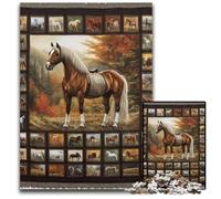 Puzzle da 1000 pezzi per adulti o famiglie, collage di cavalli, puzzle in legno, giochi divertenti, ideale come regalo per tutta la famiglia, per età 14 anni, 50x75cm