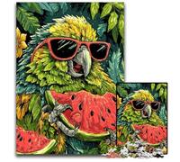 Puzzle da 1000 pezzi per adulti o famiglie, Pappagallo che mangia anguria, puzzle per età 14 e oltre, decorazione per la casa, regalo di opere d'arte 50X75CM