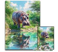 Puzzle da 1000 pezzi per adulti o famiglie, puzzle con ippopotamo della giungla, regali di decorazione per la casa, giocattolo stimolante per la famiglia, perfetto per le serate di gioco, 50x75cm