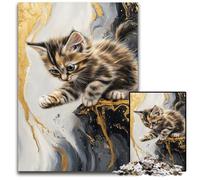 Puzzle da 1000 pezzi per adulti o famiglie, puzzle del gattino dorato per età dai 14 anni in su, decorazione per la casa, regalo di opere d'arte 50X75CM